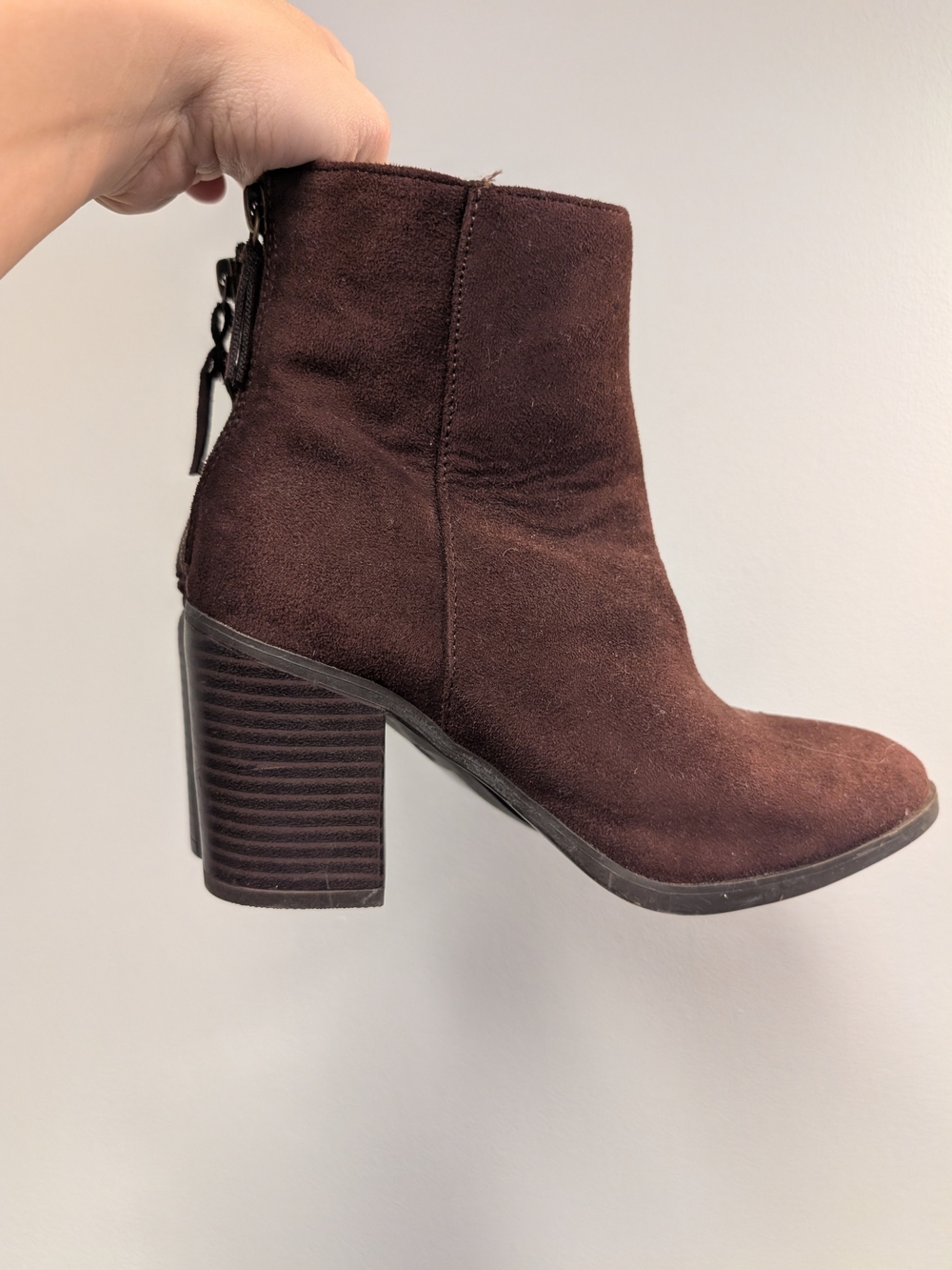 Joe Fresh Dark Brown Suede Block Heel Ankle Boots